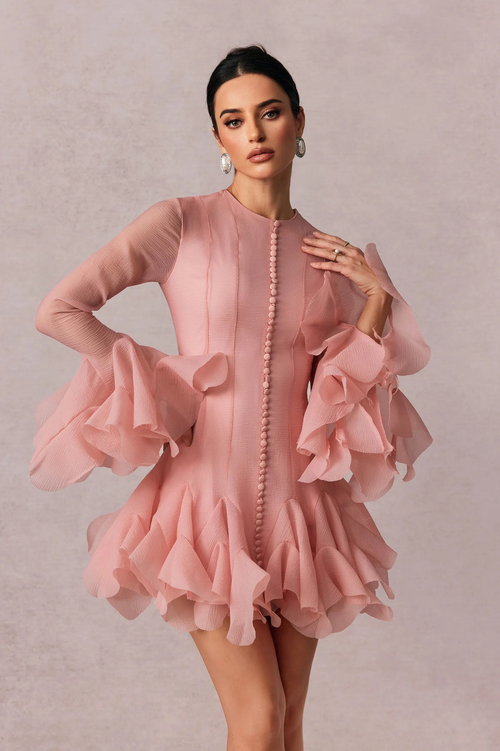 Llstyle Blush Ruffle Mini Dress