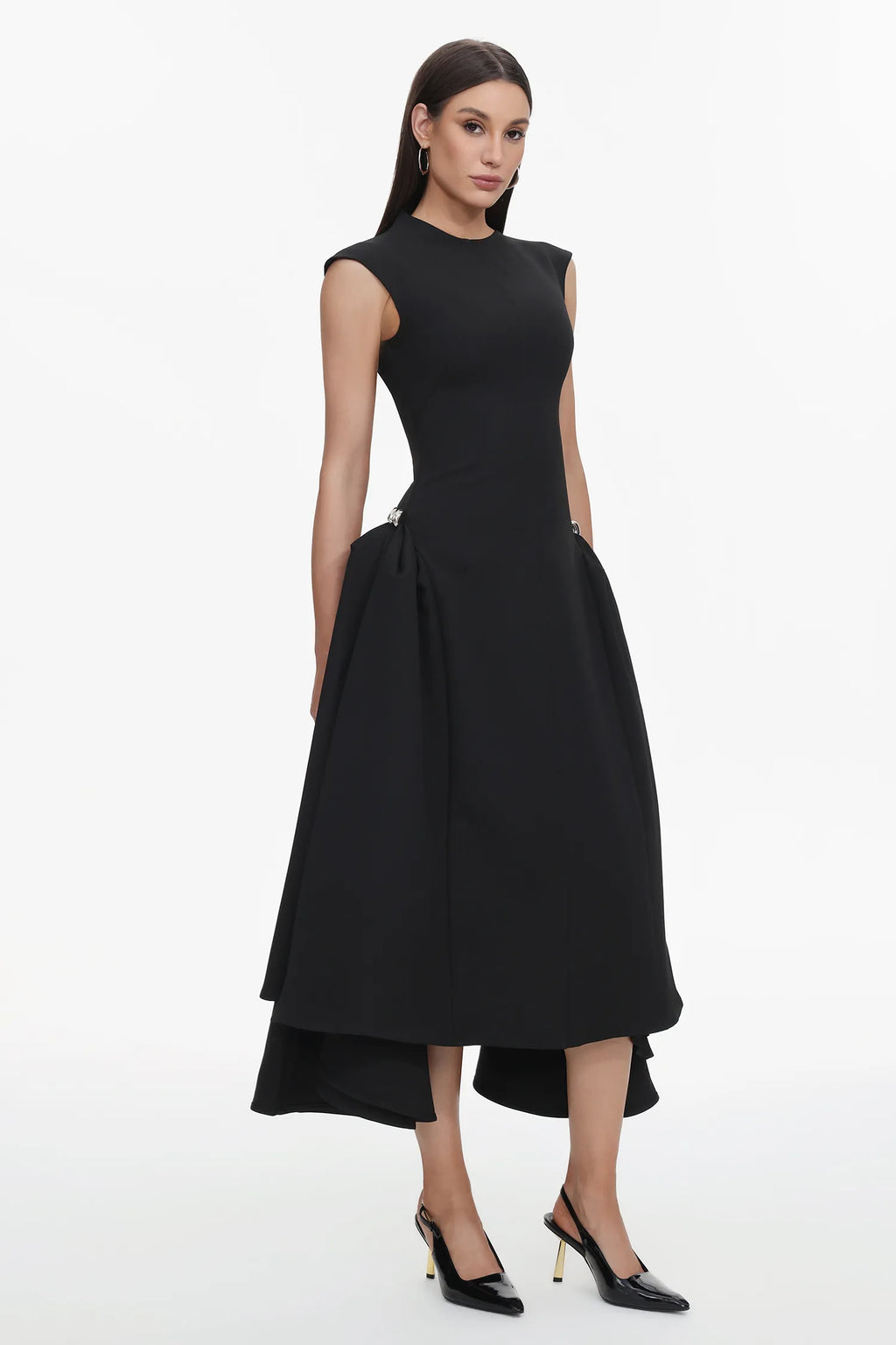 Llstyle Black Structured Midi Dress