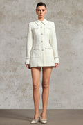 LLstyle White Tweed Long-Sleeve Mini Dress