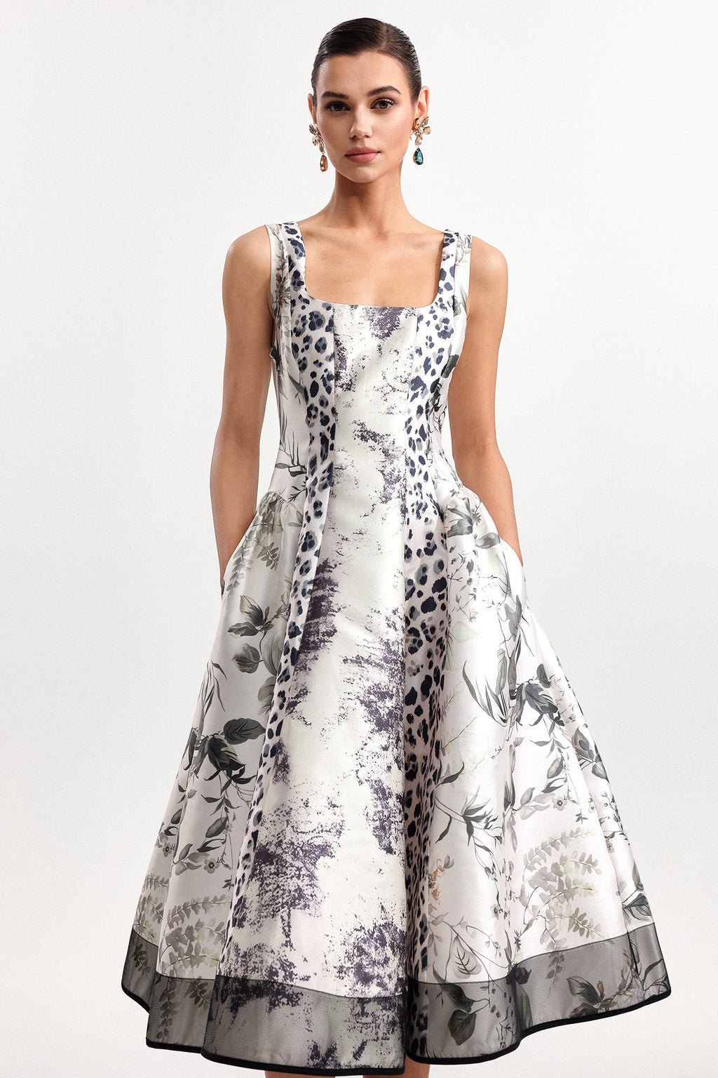 Fiorella Printed Sleeveless Midi Dress