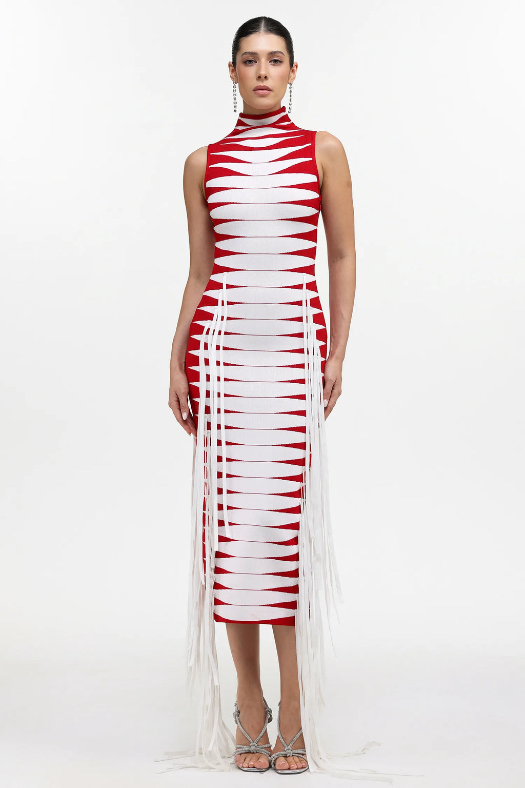 Zendaya Red & White Midi Dress