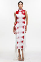Zendaya Red & White Midi Dress