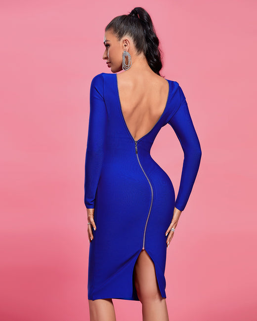 LLstyle Sculpted Long-Sleeve Midi Dress