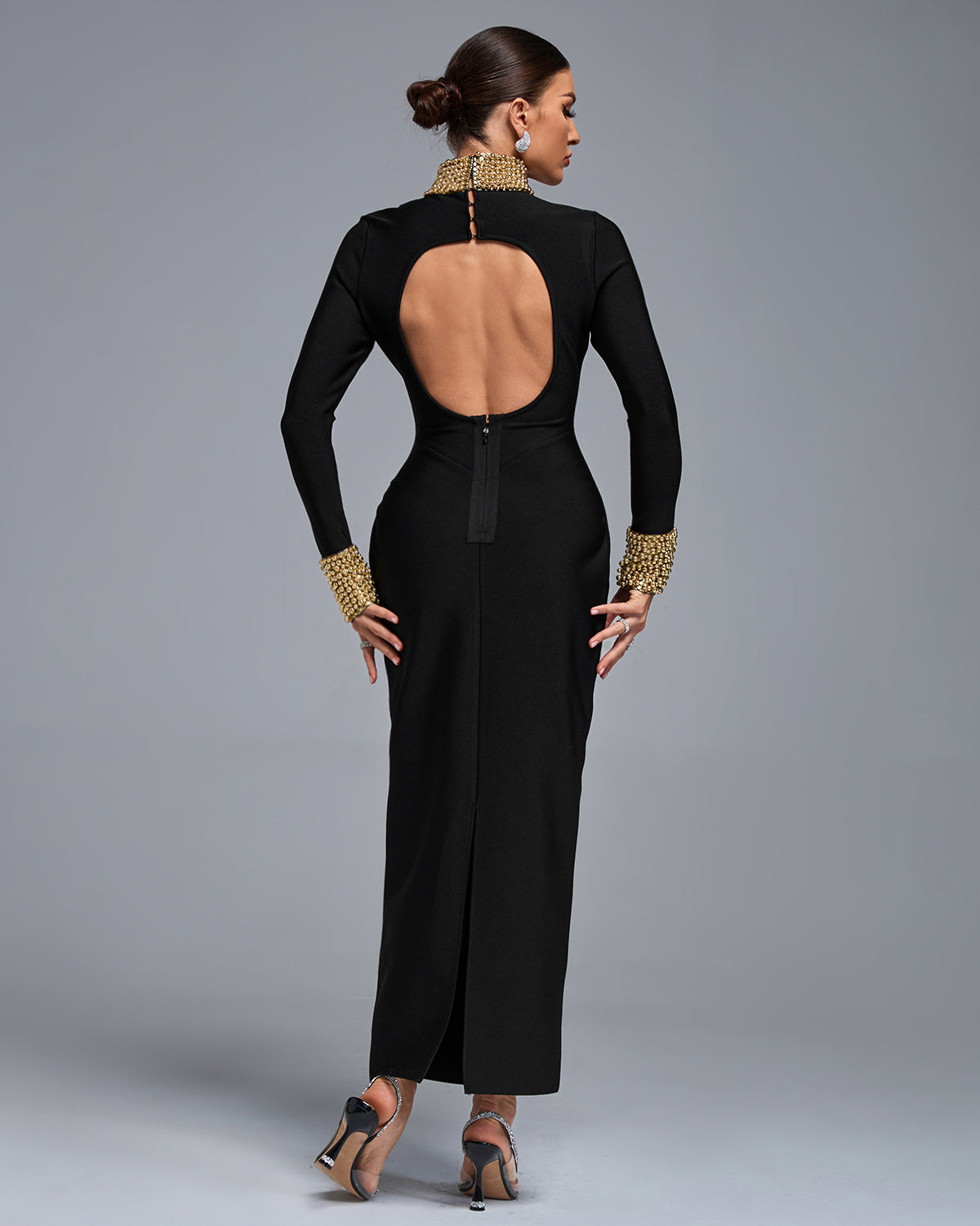 LLstyle Luxe Open-Back Black Evening Dress