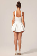 Lennox  White Strapless Ruffle Mini Dress