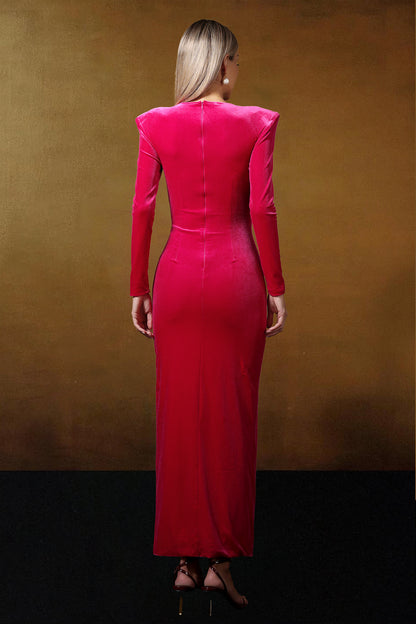 LLstyle Draped Velvet Maxi Dress