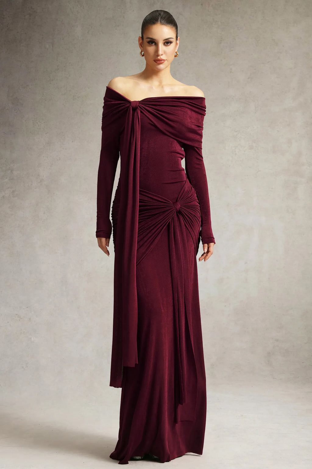 LLstyle Draped Off-Shoulder Maxi Dress