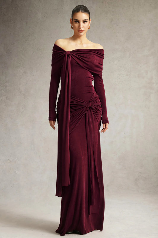 LLstyle Draped Off-Shoulder Maxi Dress
