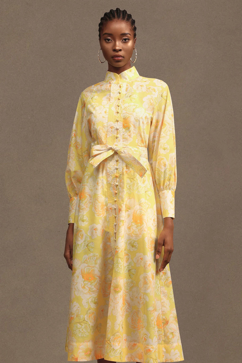 Kallista Golden Bloom Midi Dress