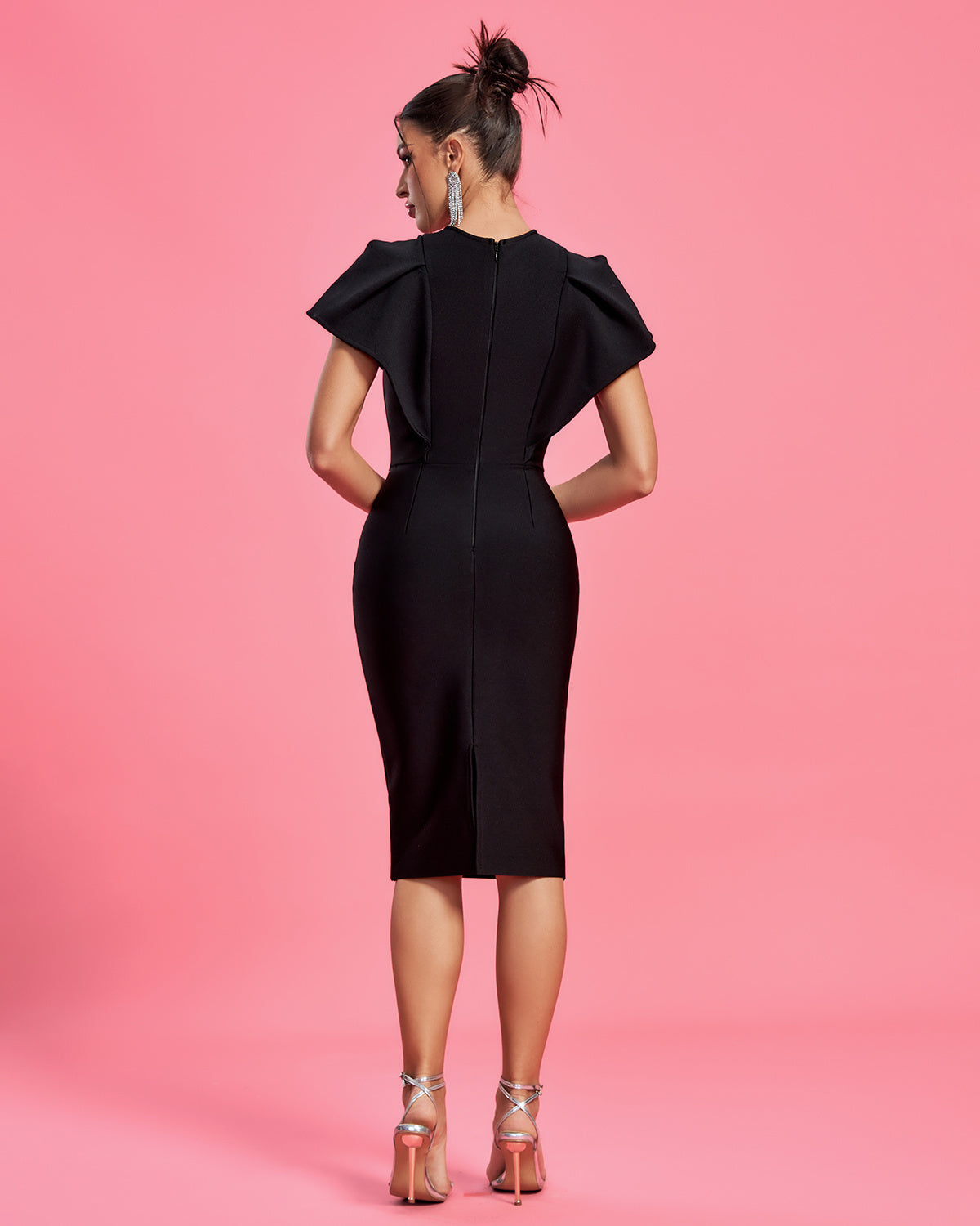 LLstyle Black Structured Midi Dress