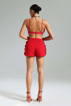Brielle 3D Rose Mini Skirt Set