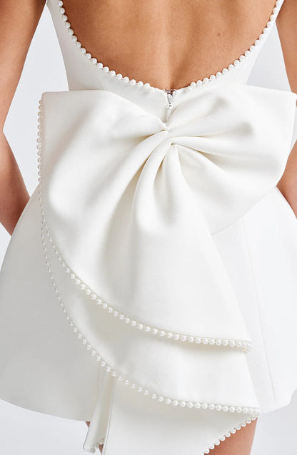 LLstyle Pearl Bow Back Mini Dress