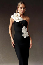 Harpe One-Shoulder Floral Appliqué Gown