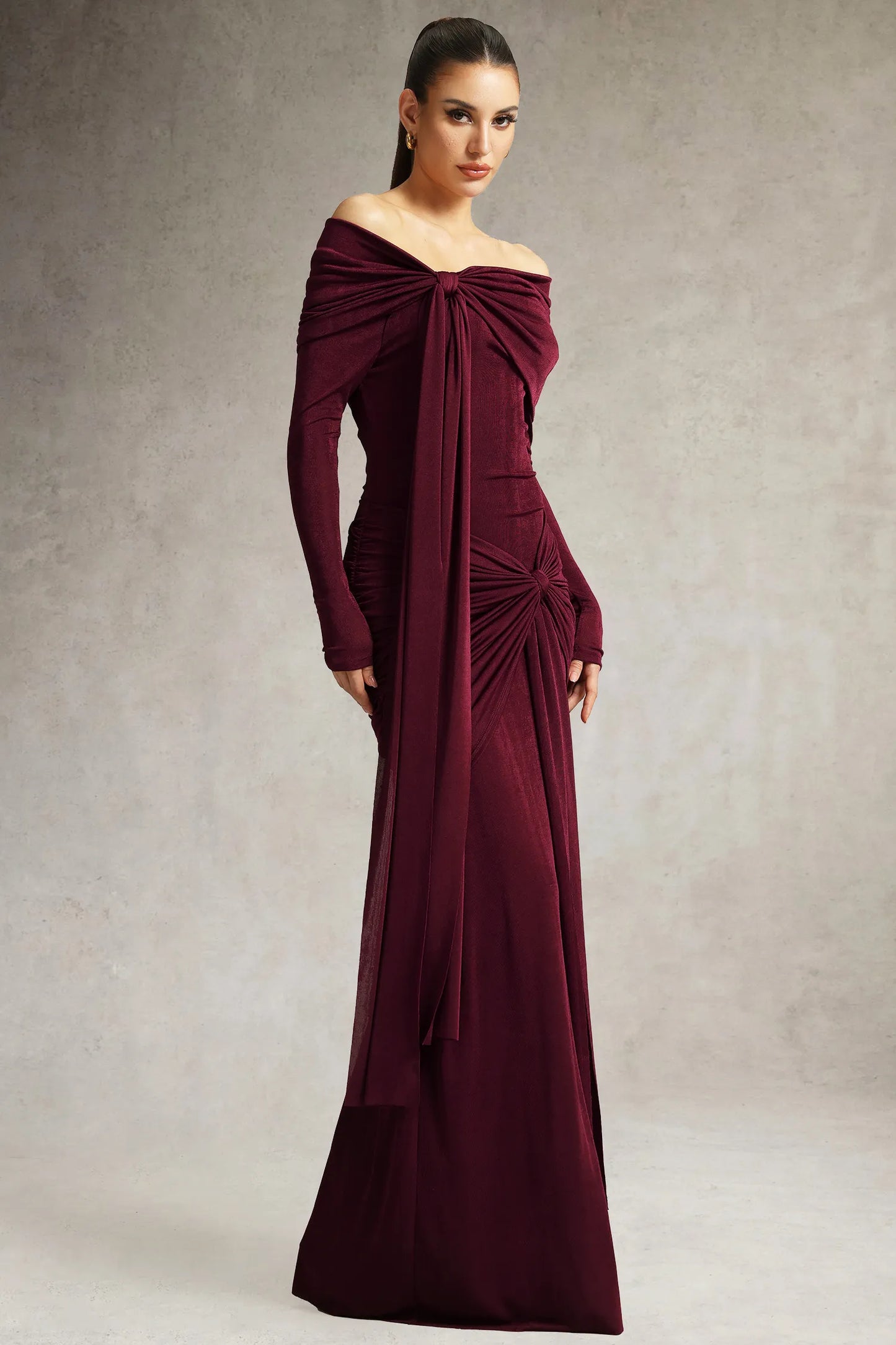 LLstyle Draped Off-Shoulder Maxi Dress