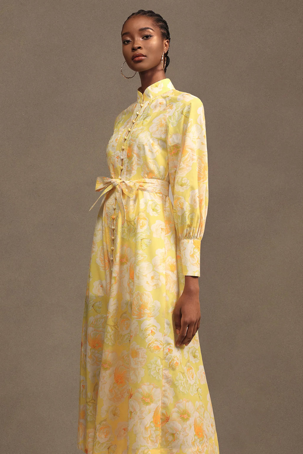 Kallista Golden Bloom Midi Dress
