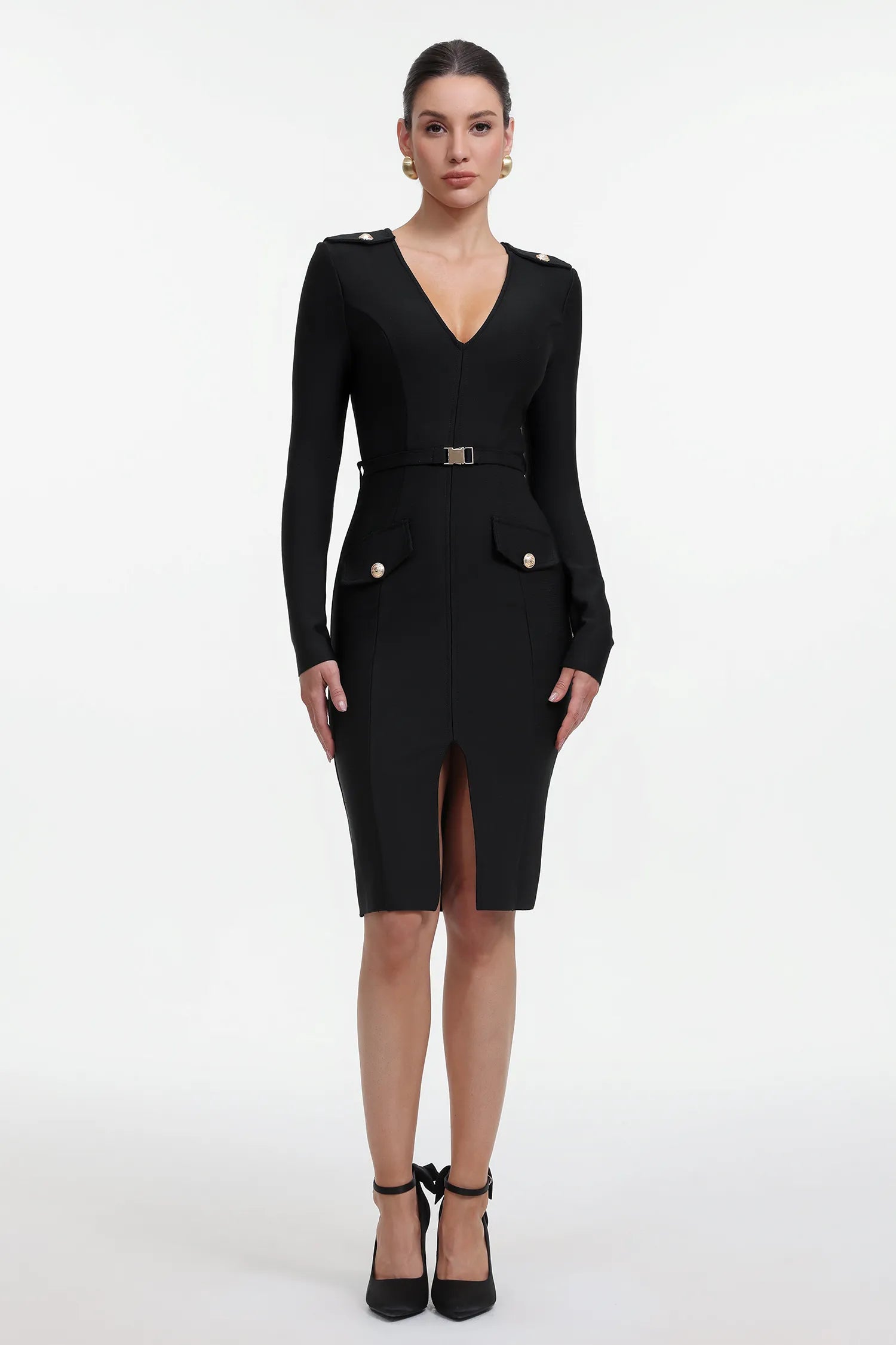 Selena Tailored Belted Midi Dress