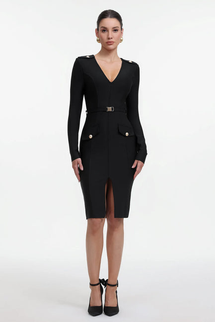 LLstyle Tailored Belted Midi Dress