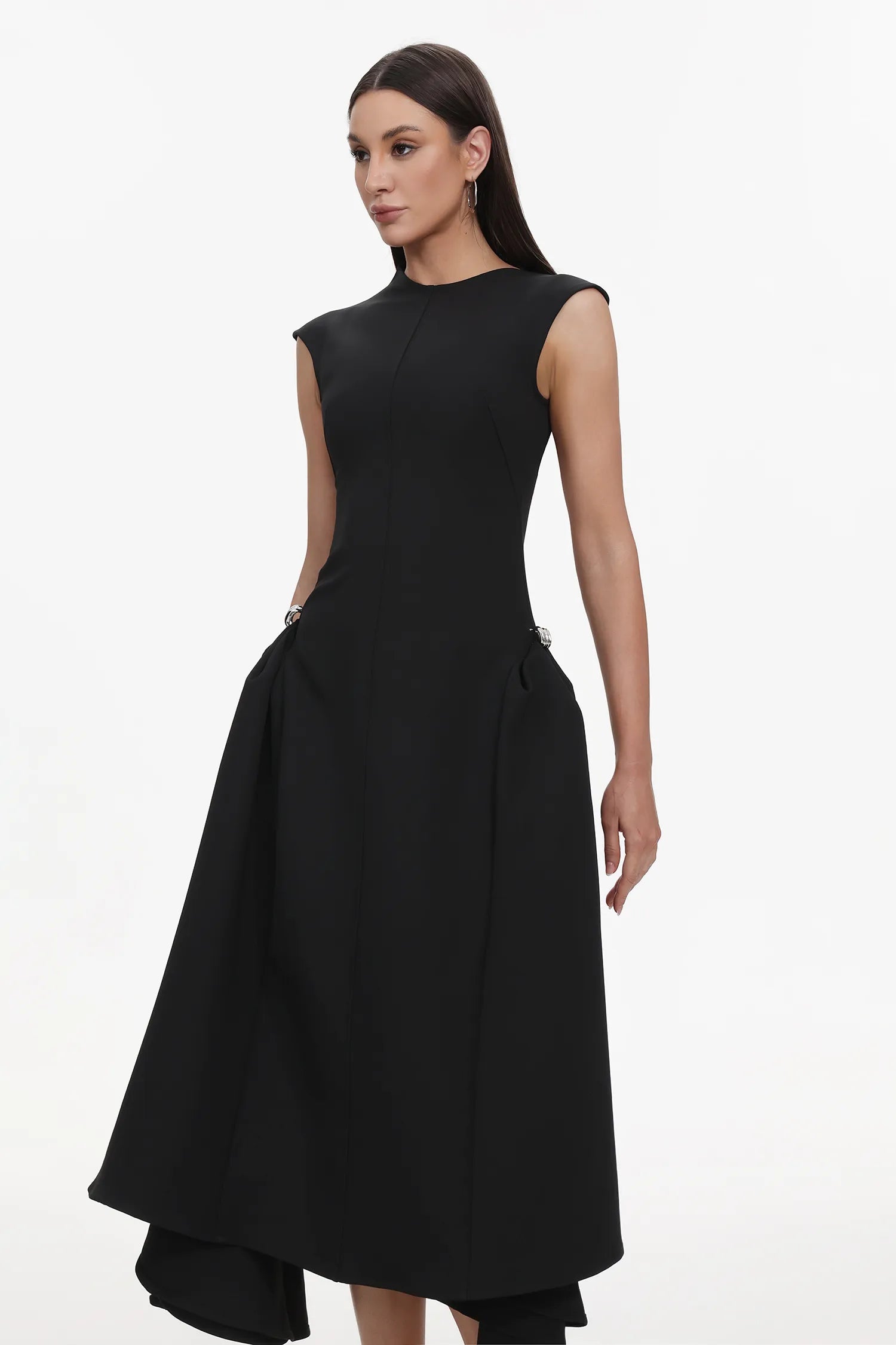 Llstyle Black Structured Midi Dress