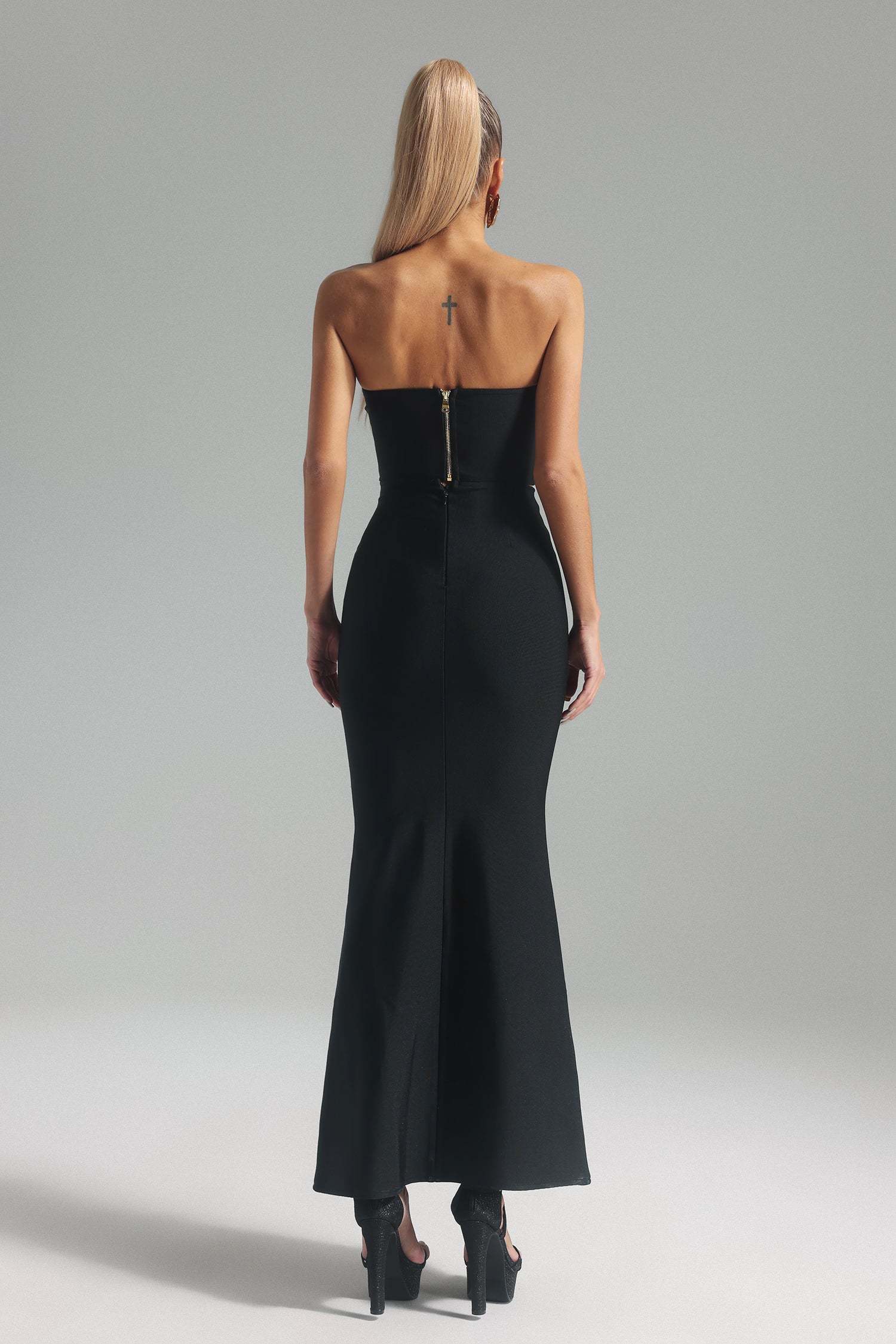 LLstyle Strapless Floral Detail Crop Top & Maxi Skirt Set