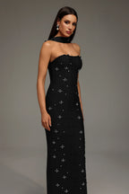 Capri Crystal Choker Strapless Maxi Dress