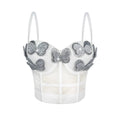 LLstyle White Butterfly-Embellished Bustier Cami Top