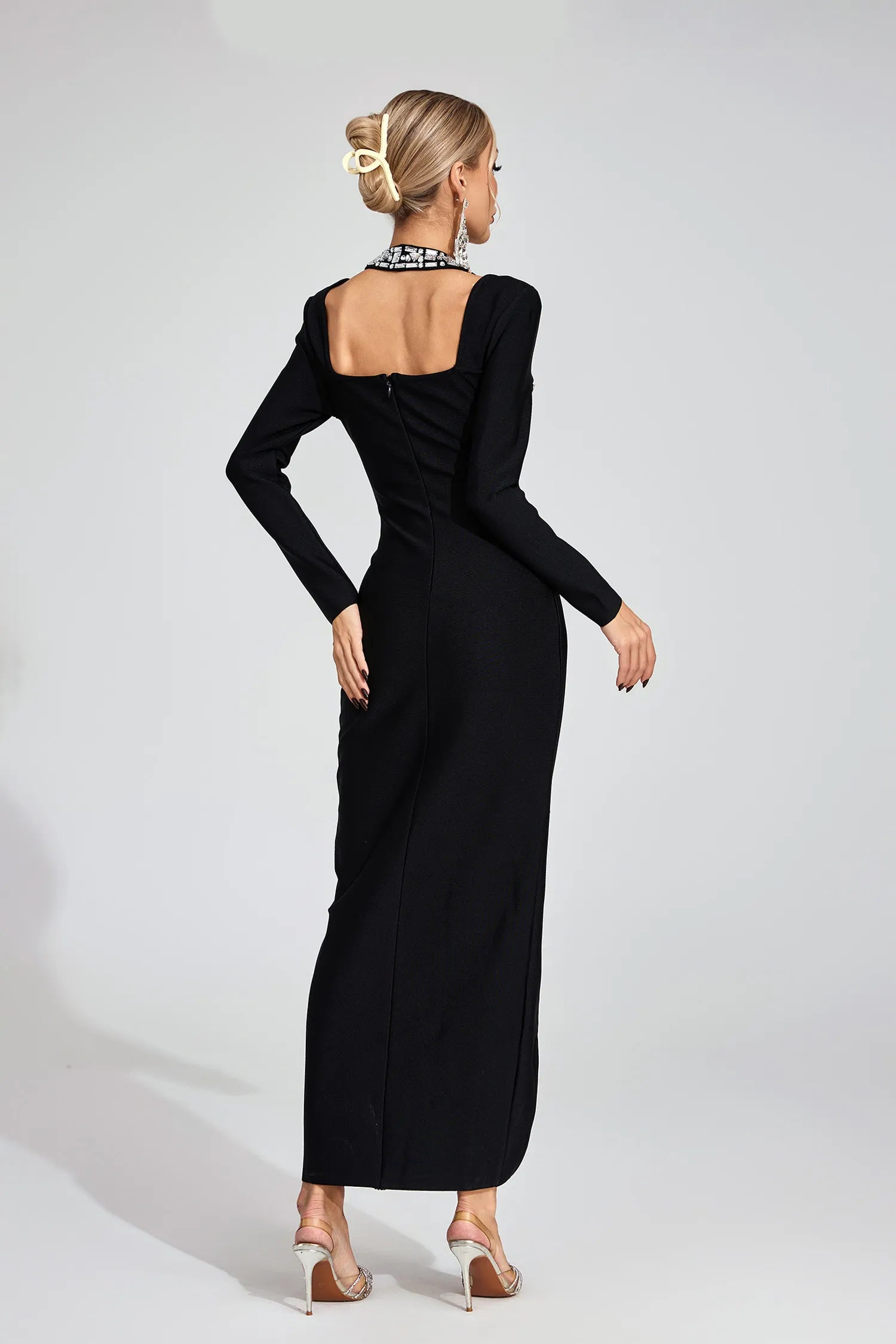 LLstyle V-Neck Long Sleeve Dress Bandage Party Dress