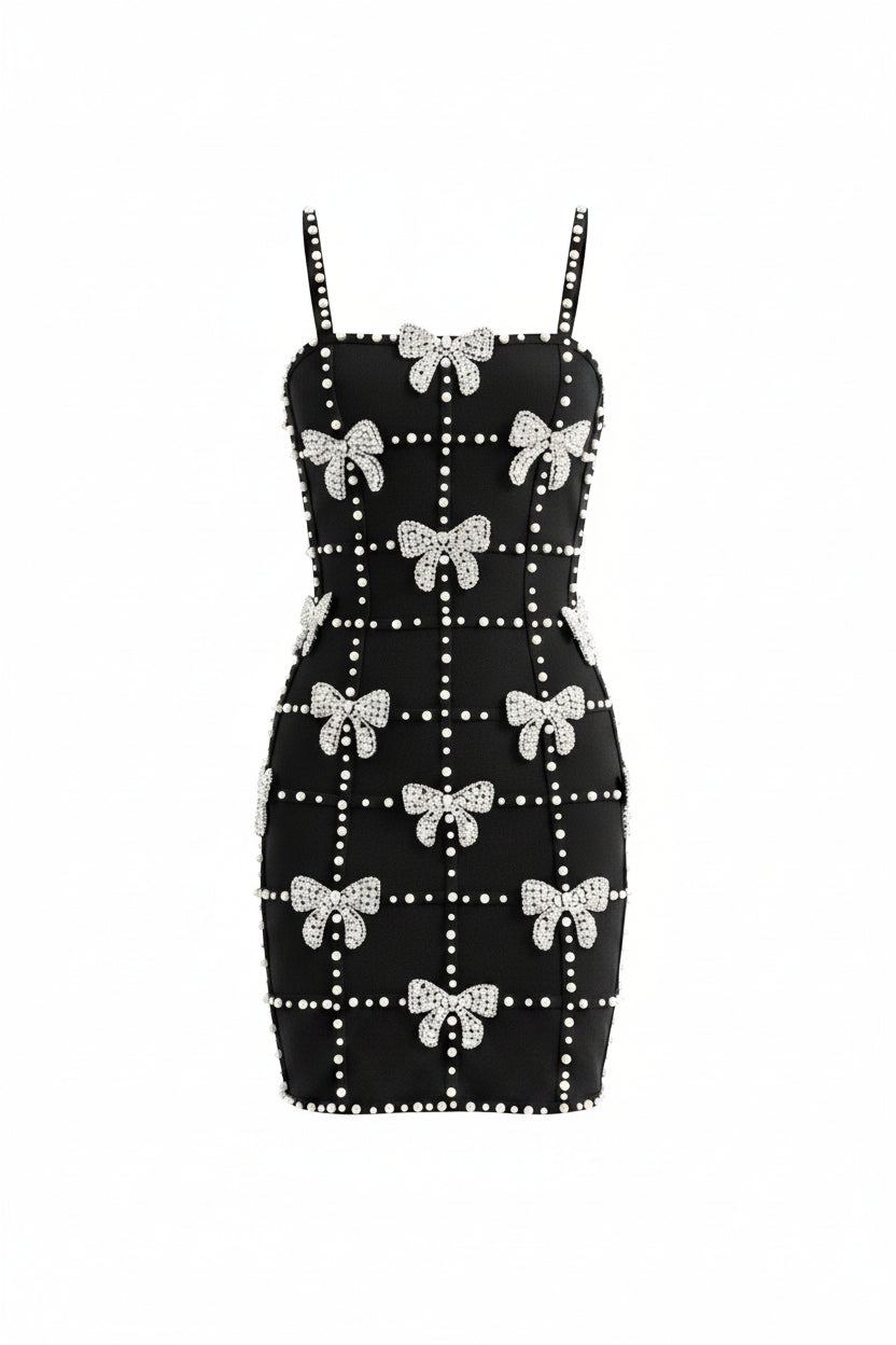 Ariel Crystal Bow Mini Dress