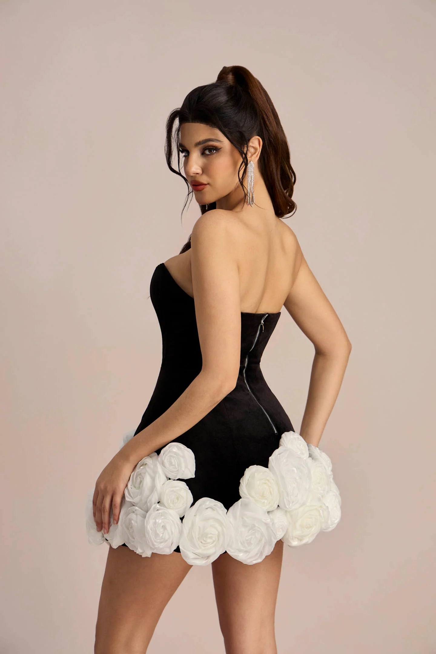 LLstyle Midnight Rosette Couture Mini Dress