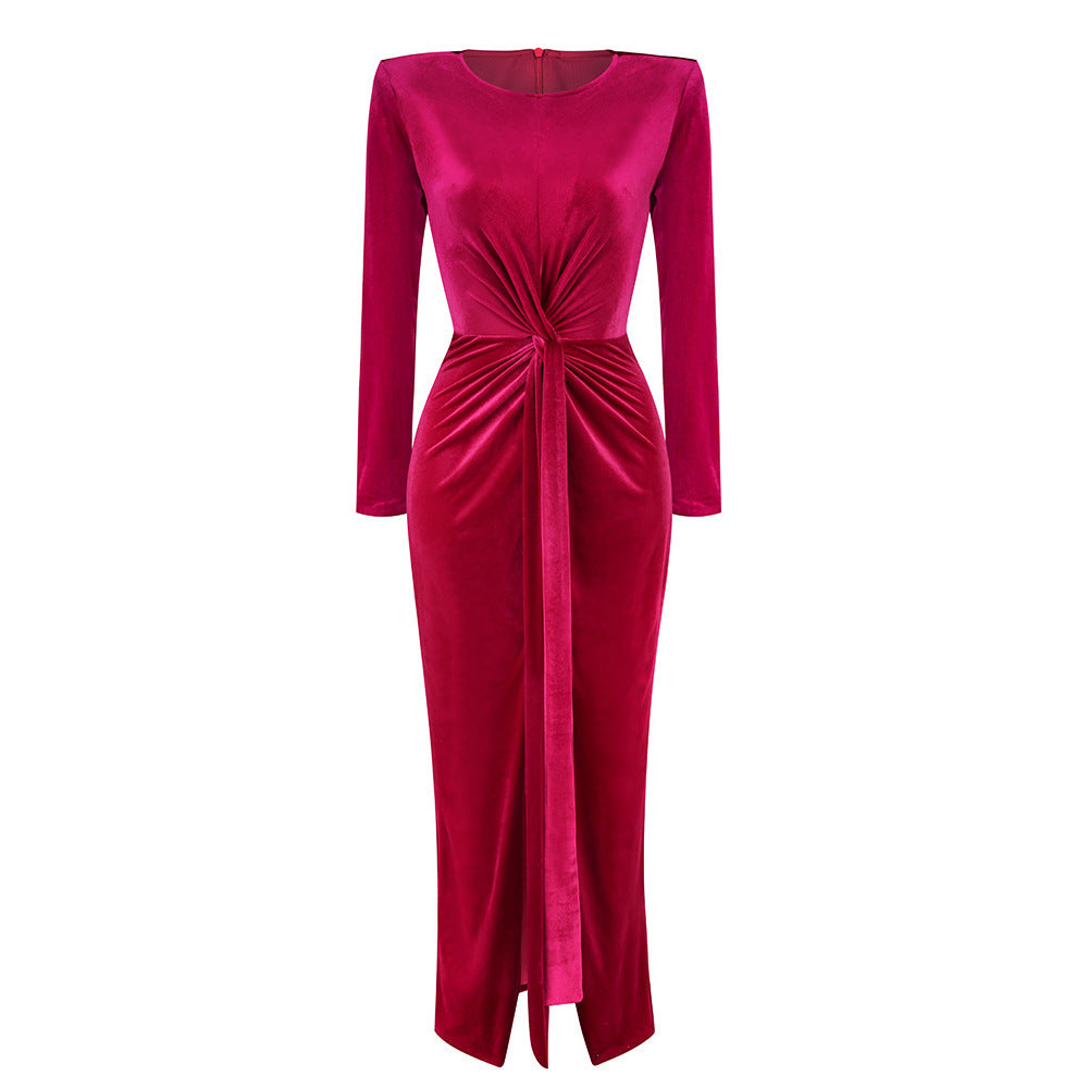 Brielle Draped Velvet Maxi Dress