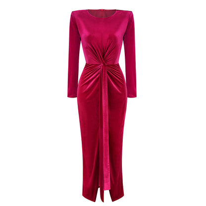 LLstyle Draped Velvet Maxi Dress