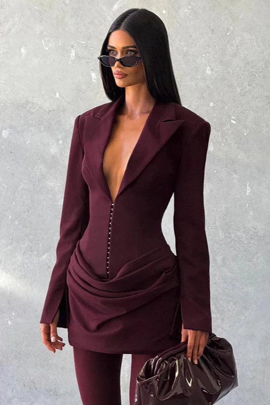 LLstyle Burgundy Tailored Corset Mini Dress