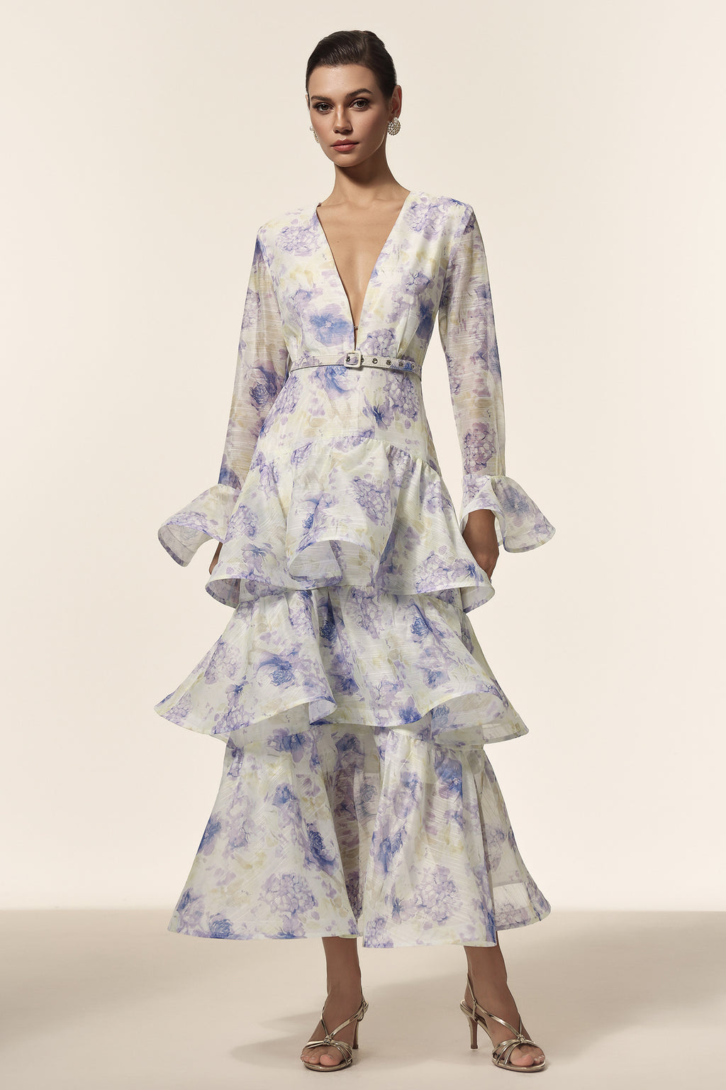 LLstyle Floral Tiered Midi Dress