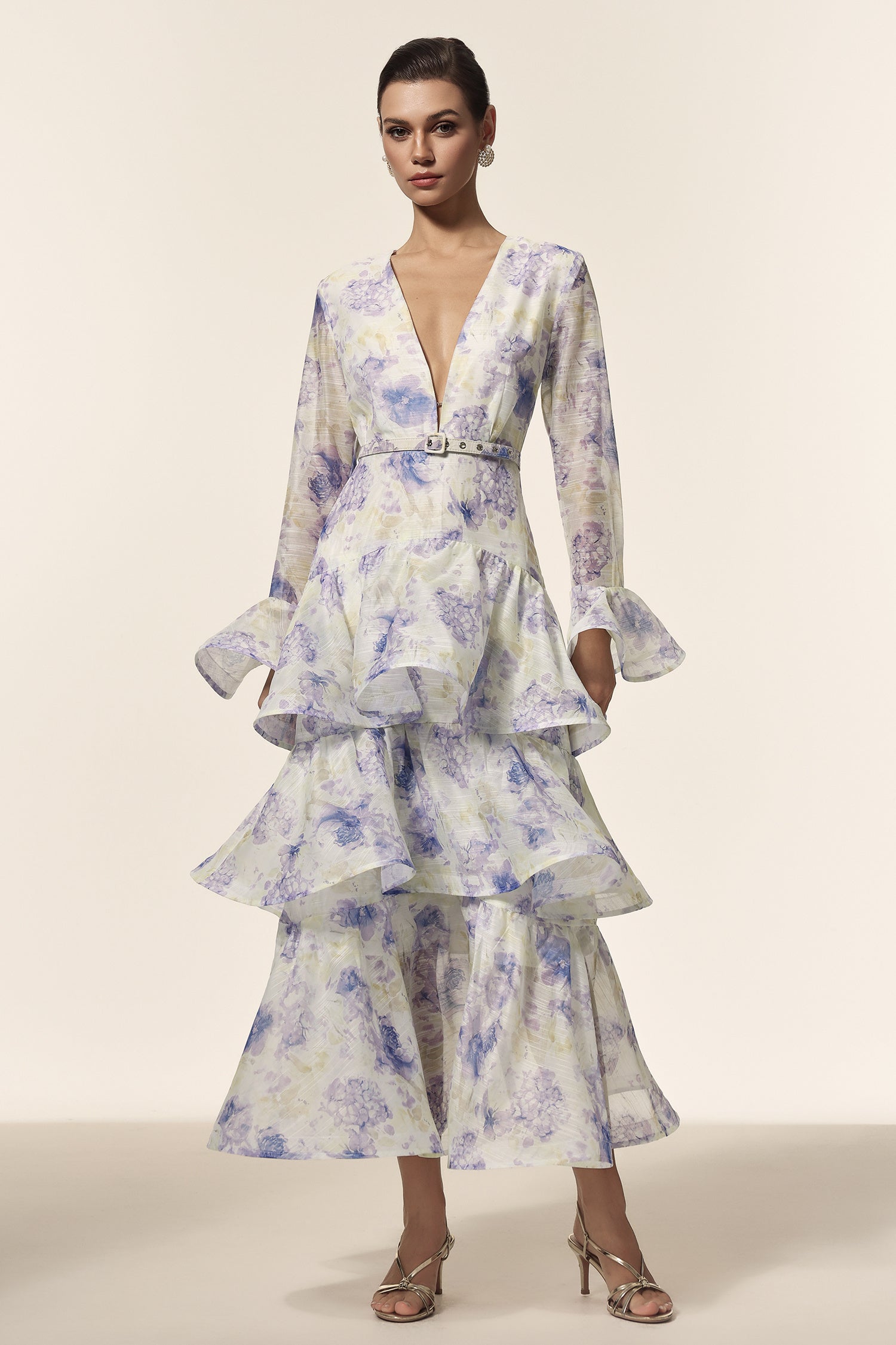 LLstyle Floral Tiered Midi Dress