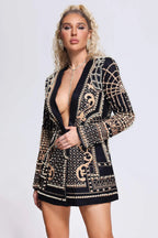 Anna Embellished Deep V-Neck Blazer Dress