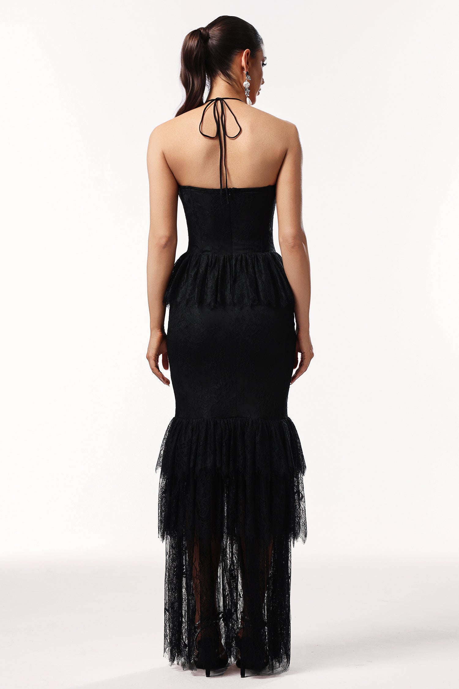 LLstyle Rose Halter Lace Maxi Dress