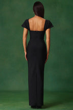 Avalon Black Crystal-Trim Square-Neck Maxi Dress