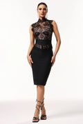 Matilda Lace High-Neck Bodycon Midi Dress