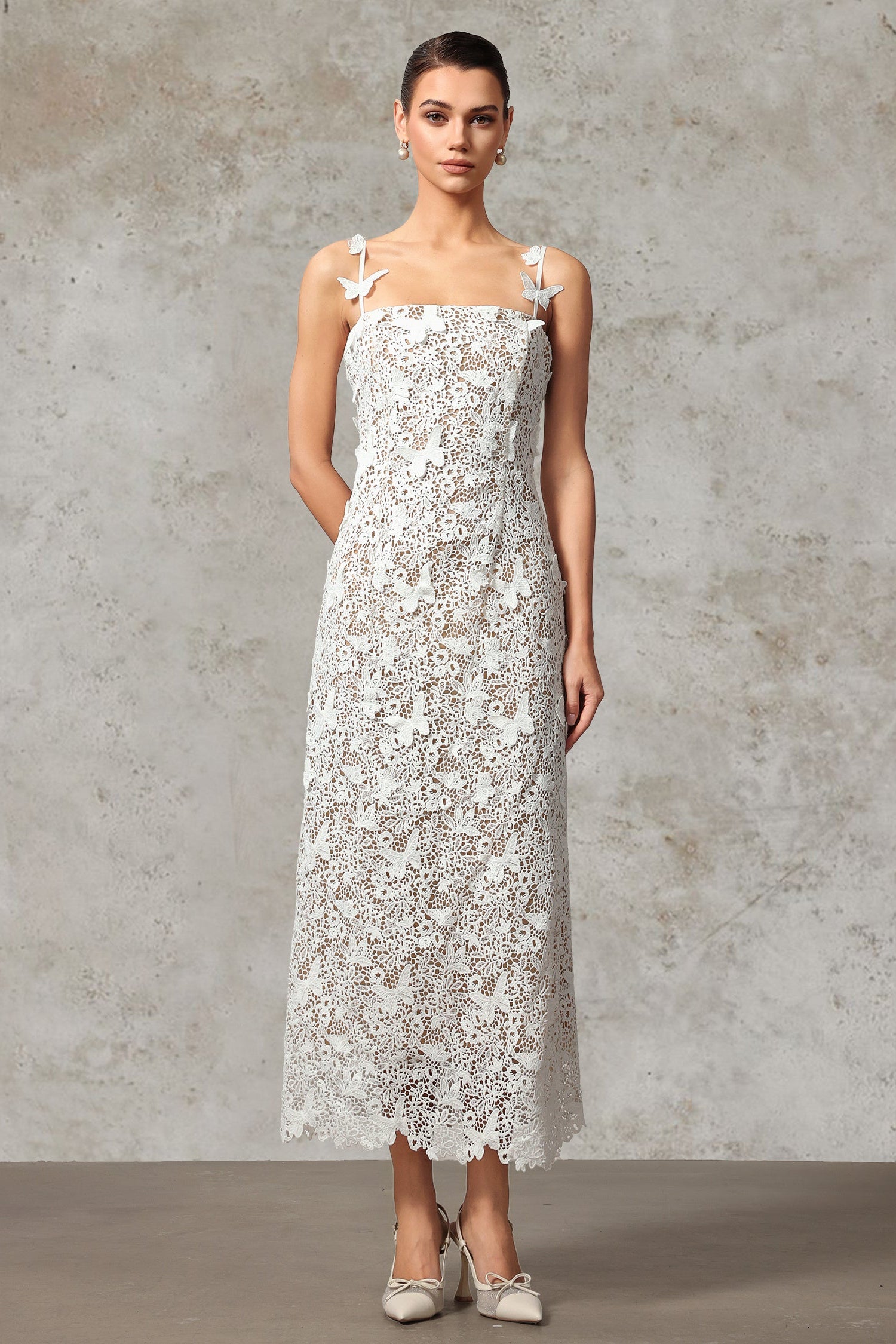 Selah Lace Midi Dress with Butterfly
