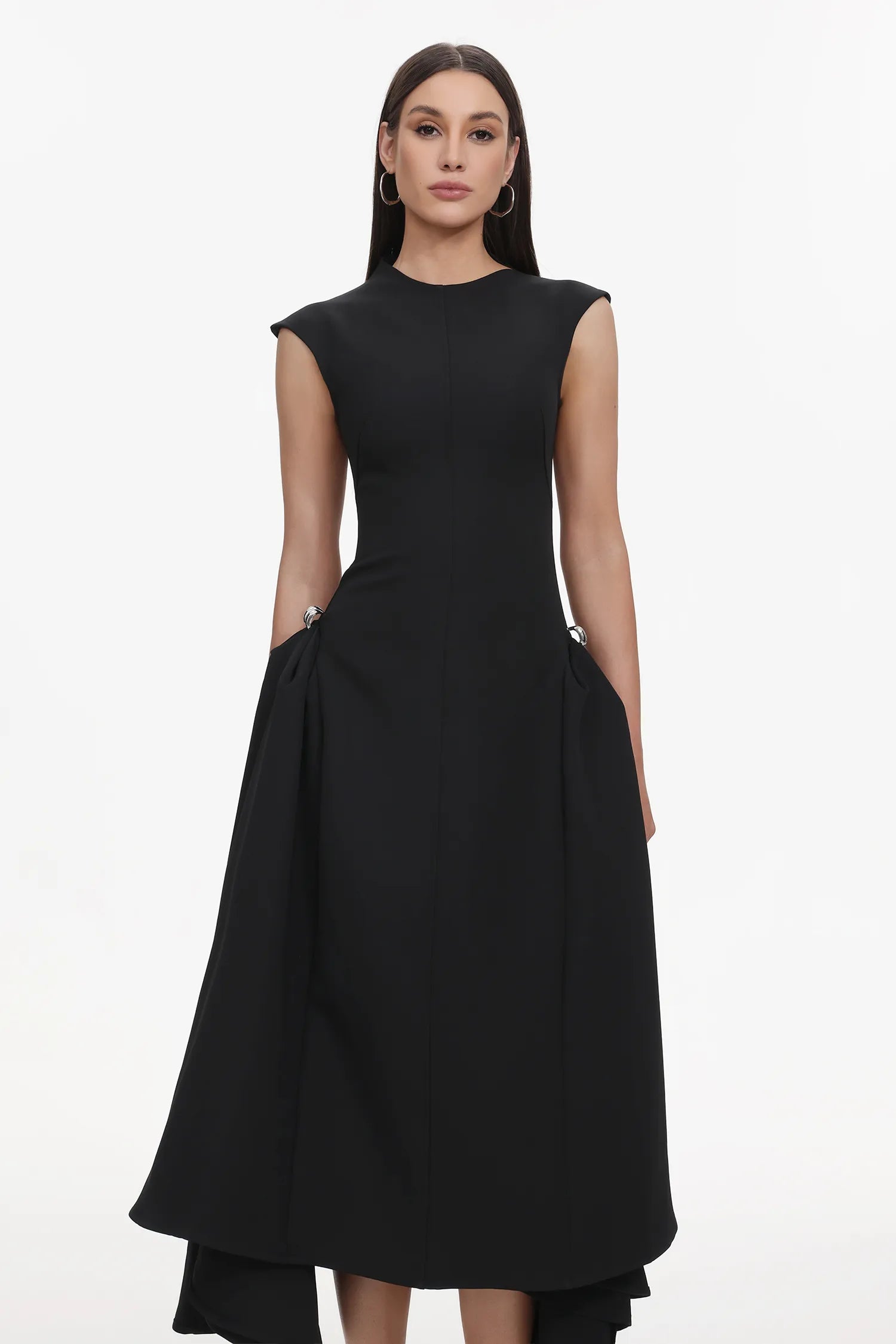 Llstyle Black Structured Midi Dress