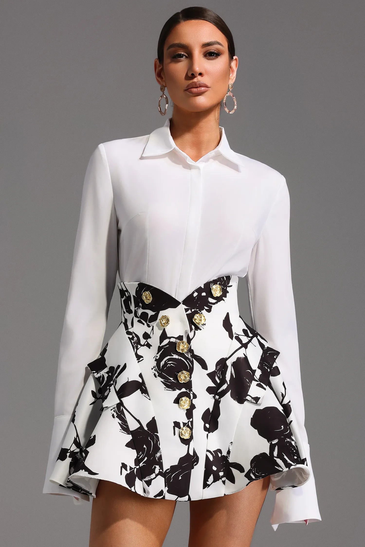 LLstyle Noir Rose Structured Mini Dress