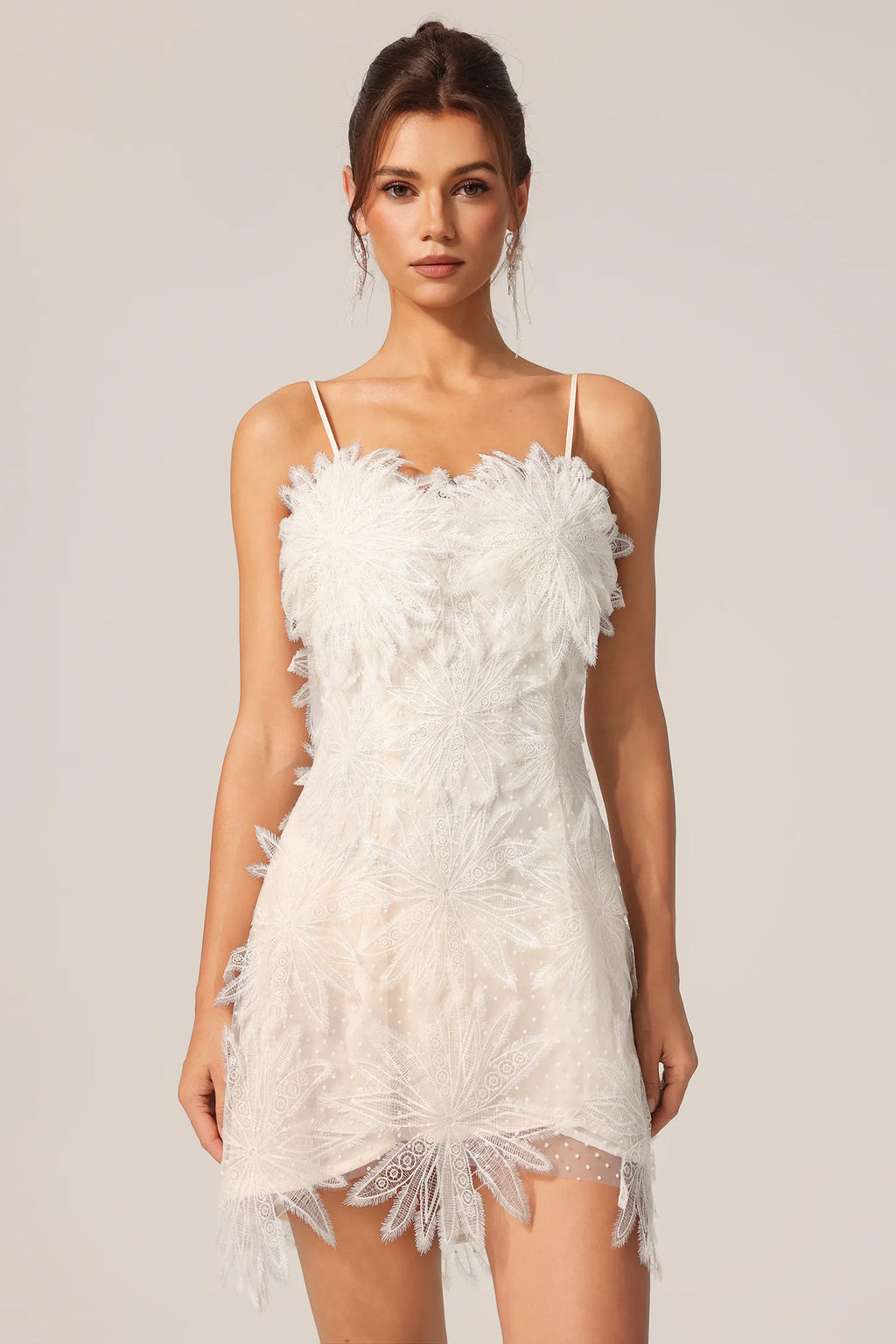 Wynter Feather-Embellished Mini Dress