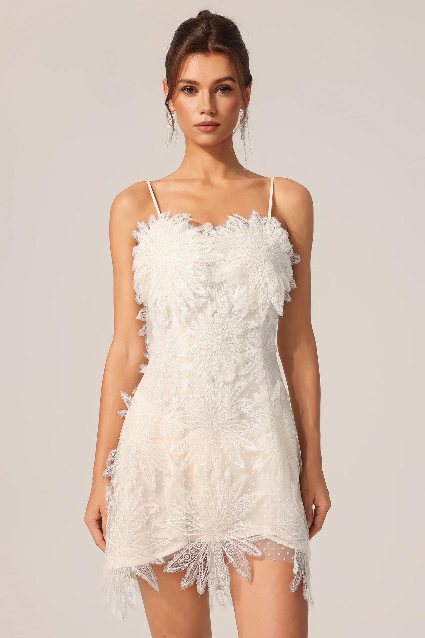LLstyle Feather-Embellished Mini Dress