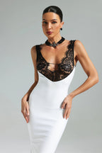 Dua White & Black Lace Maxi Dress