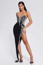 Statement V-Neck Mesh Split Maxi Dress