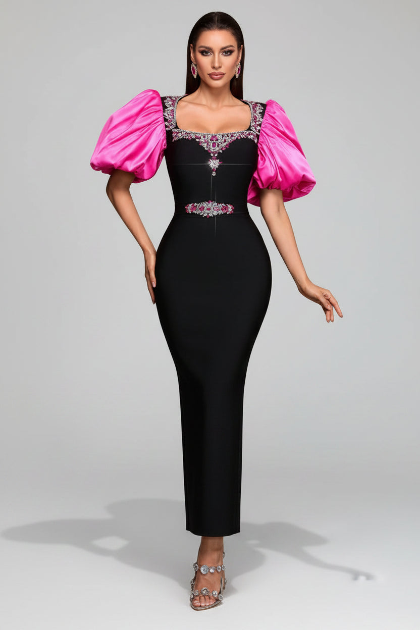 Cécile Puff Sleeve Midi Dress