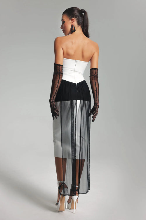 Monochrome Illusion Midi Dress