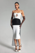 Monochrome Illusion Midi Dress