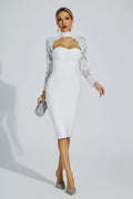 Delilah Lace Sleeve Choker Bodycon Midi Dress