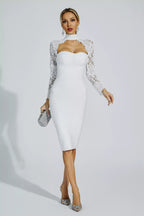 Delilah Lace Sleeve Choker Bodycon Midi Dress