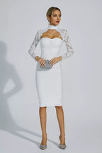 Delilah Lace Sleeve Choker Bodycon Midi Dress